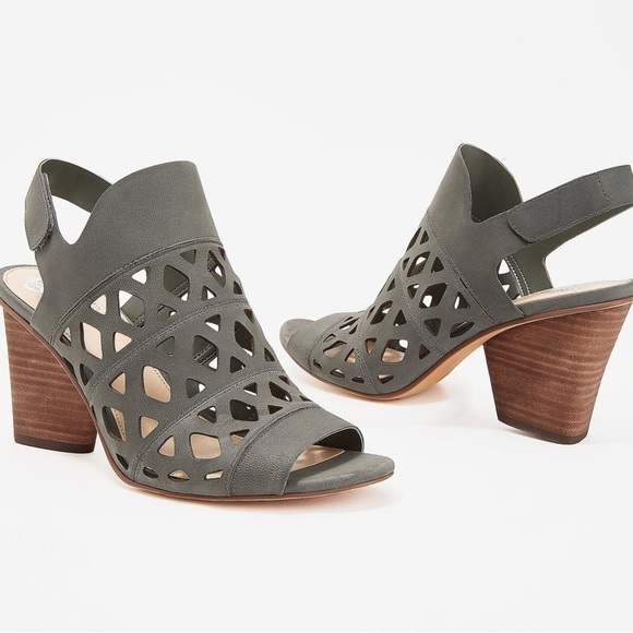 Vince Camuto Cutout Nubuck Caged Heeled Sandals-Deverly Gray 8 - Picture 1 of 14
